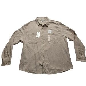 Sonoma Supersoft Flannel Button Shirt Beige Casual Workwear Men's XXL
